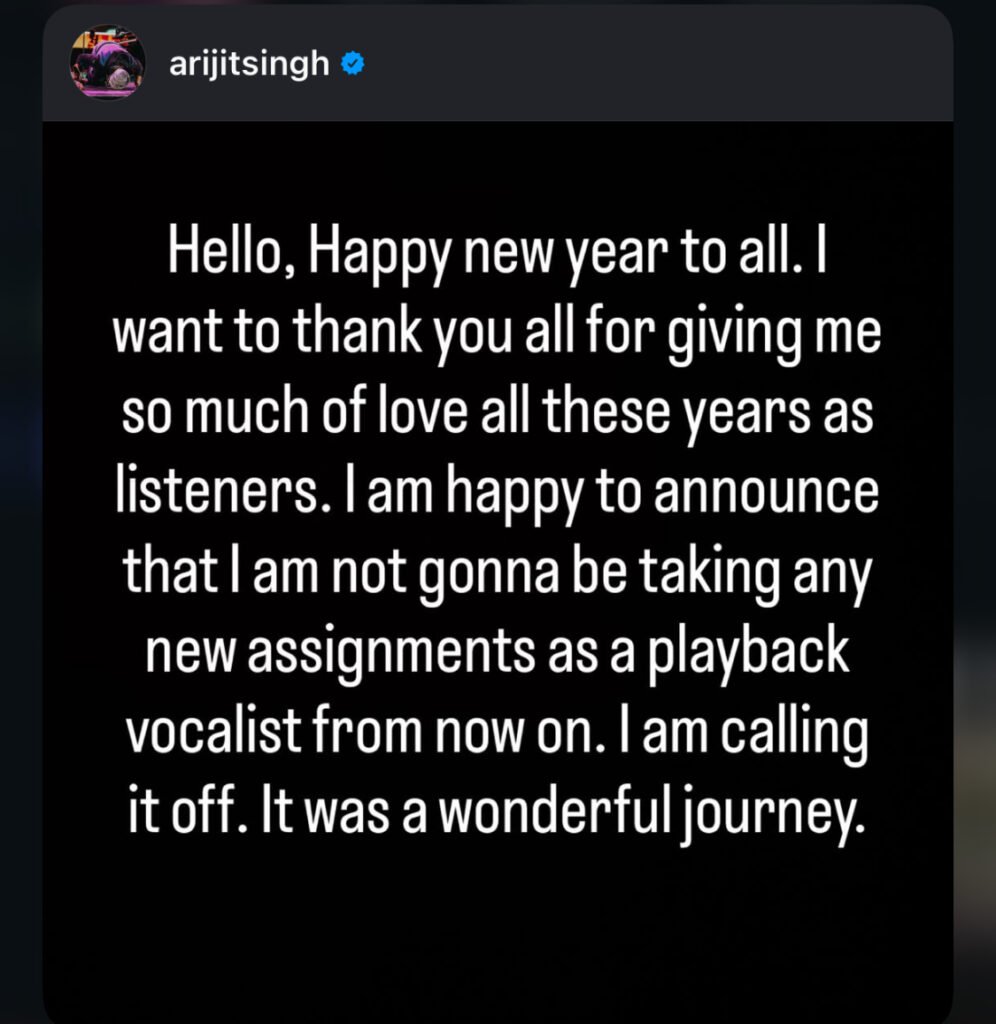 अरिजीत सिंह का बड़ा फैसला: प्लेबैक सिंगिंग को कहा अलविदा 2 IMG 9267 अरिजीत सिंह का बड़ा फैसला: प्लेबैक सिंगिंग को कहा अलविदा