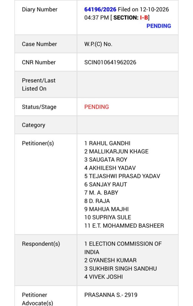 032C3DEA 5216 4AAD 8872 CCBE1233F19F Big News: SIR पर राहुल गांधी का बड़ा कदम, 11 विपक्षी नेताओं के साथ पहुंचे सुप्रीम कोर्ट